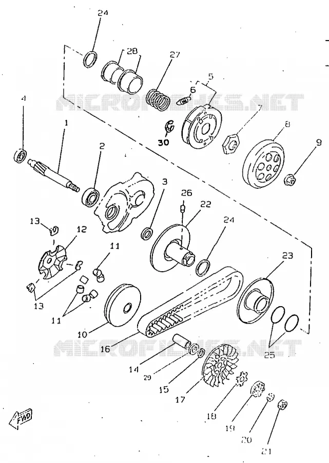 STARTMOTOR KOPPELINGS Yamaha SCOOTER 50 1998 BOOSTER  CW50RSX