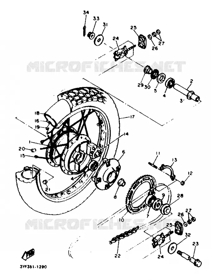 ACHTERWIEL Yamaha MOTO 660 1992 TENERE  XTZ660