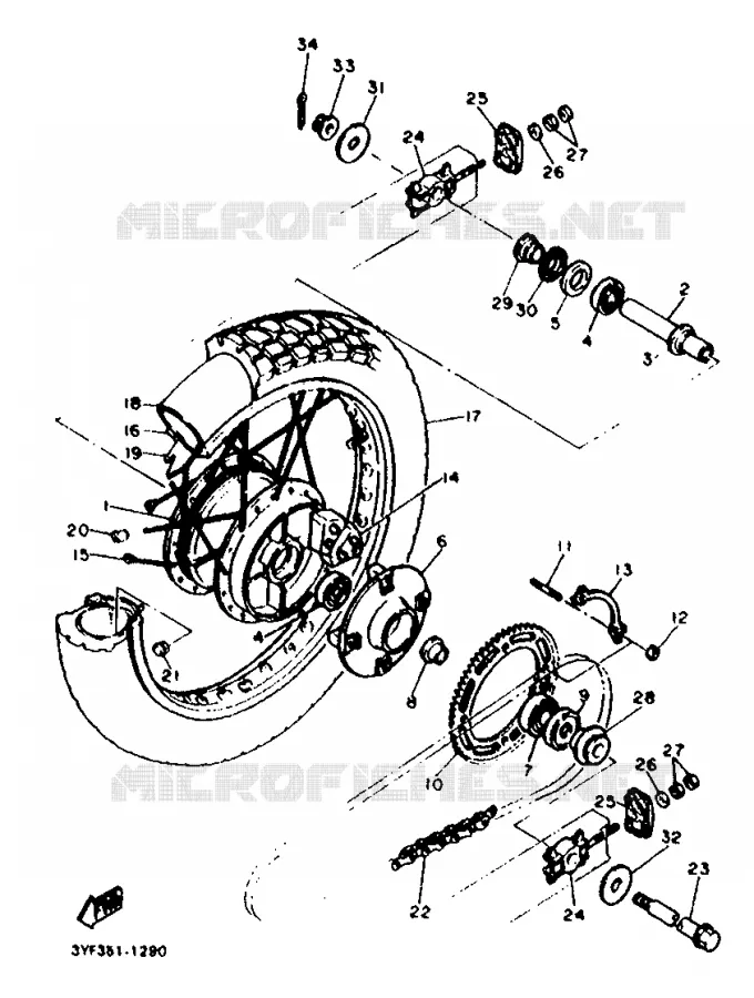 ACHTERWIEL Yamaha MOTO 660 1993 TENERE  XTZ660