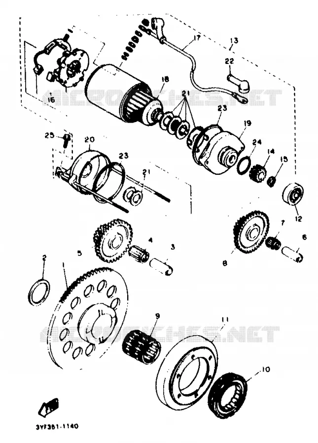 STARTMOTOR KOPPELINGS Yamaha MOTO 660 1996 TENERE  XTZ660