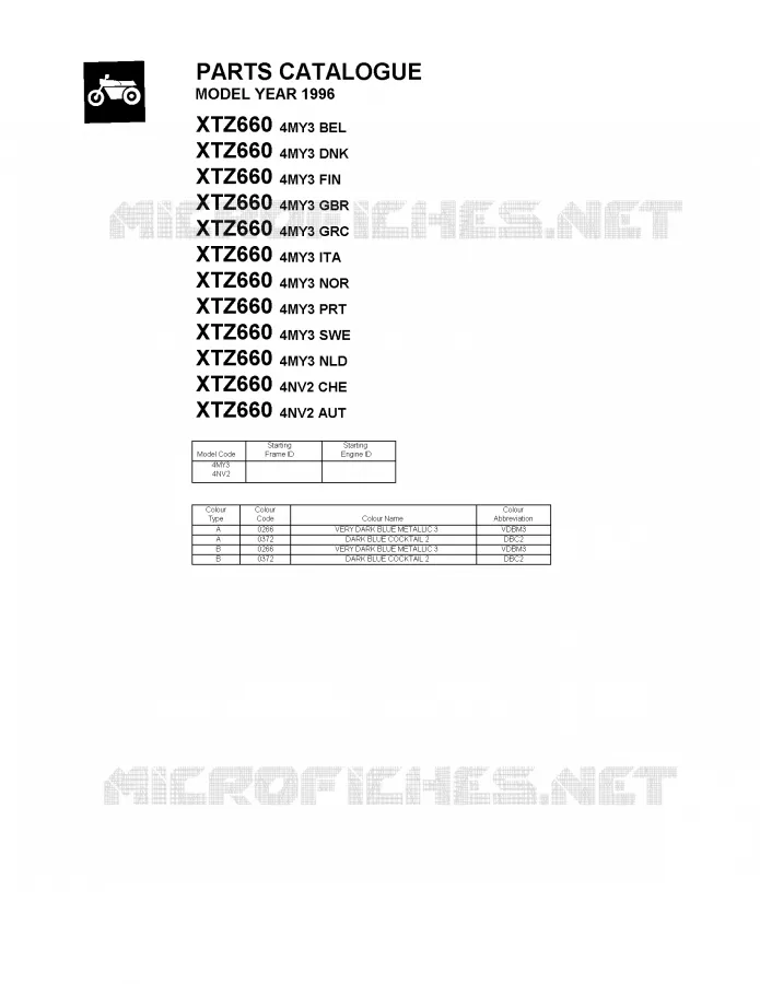* CATALOG PREFACE * Yamaha MOTO 660 1996 TENERE  XTZ660