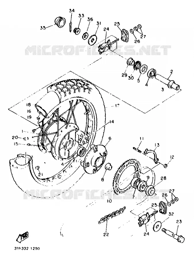 ACHTERWIEL Yamaha MOTO 660 1993 TENERE  XTZ660 (20KW)