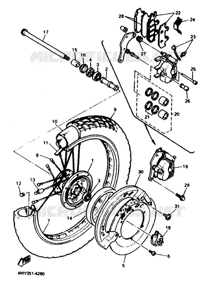VOORWIEL Yamaha MOTO 660 1994 TENERE 35.3KW  XTZ660 (35.3KW)