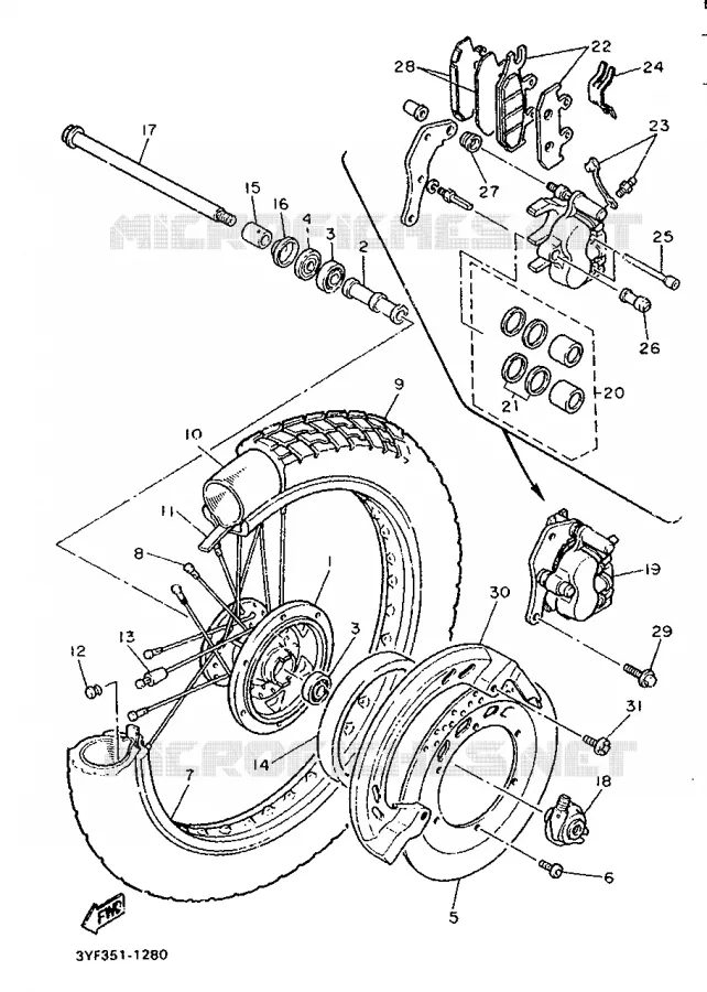 VOORWIEL Yamaha MOTO 660 1992 TENERE  XTZ660H (35.3KW