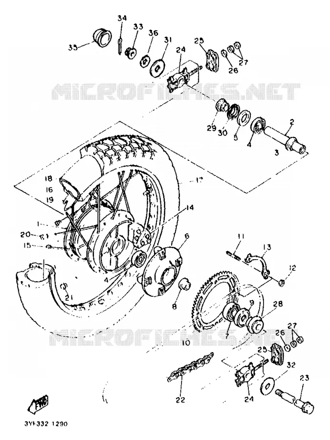 ACHTERWIEL Yamaha MOTO 660 1992 TENERE  XTZ660N (20.0KW