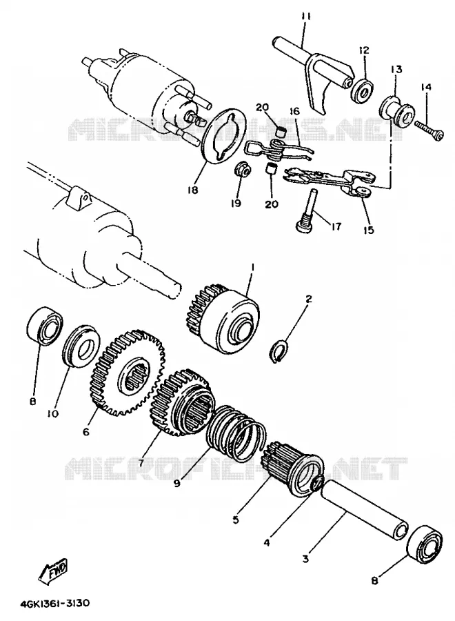 STARTMOTOR KOPPELINGS Yamaha MOTO 1100 1995 VIRAGO  XV1100