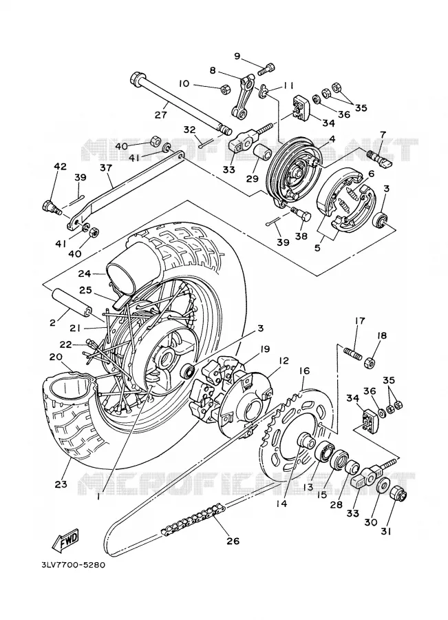 ACHTERWIEL Yamaha MOTO 125 2000 VIRAGO  XV125S