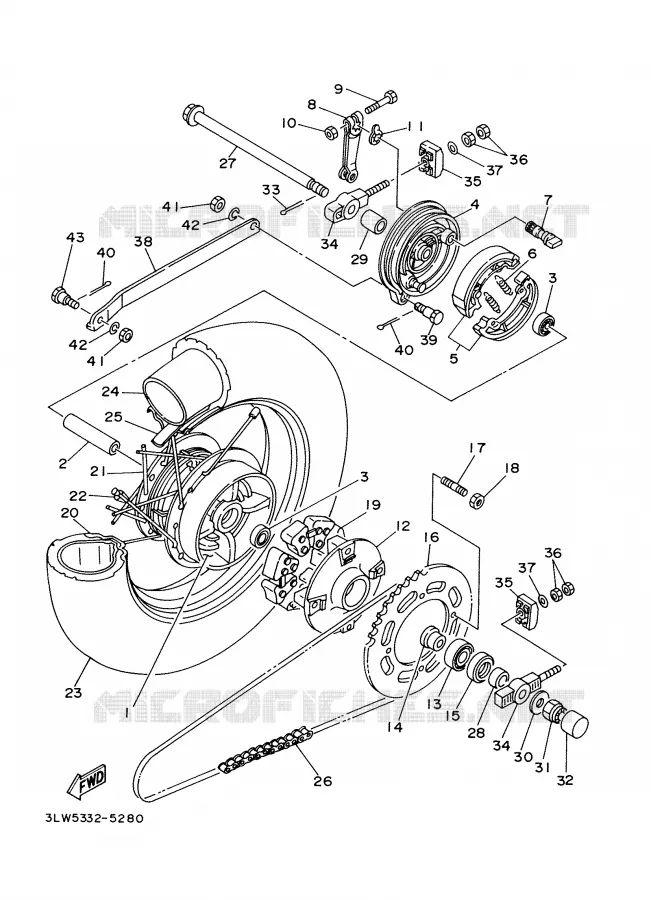 ACHTERWIEL Yamaha MOTO 125 2000 VIRAGO  XV125S