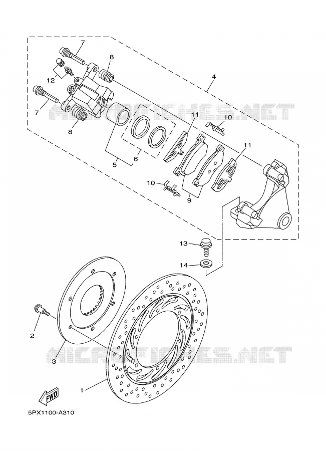 REMKLAUW ACHTER Yamaha MOTO 1700 2004 ROADSTAR WARRIOR  XV17PCS