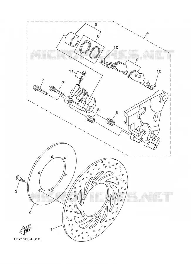 REMKLAUW ACHTER Yamaha MOTO 1900 2006 MIDNIGHT STAR  XV1900A
