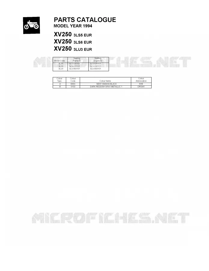 * CATALOG PREFACE * Yamaha MOTO 250 1994 VIRAGO  XV250