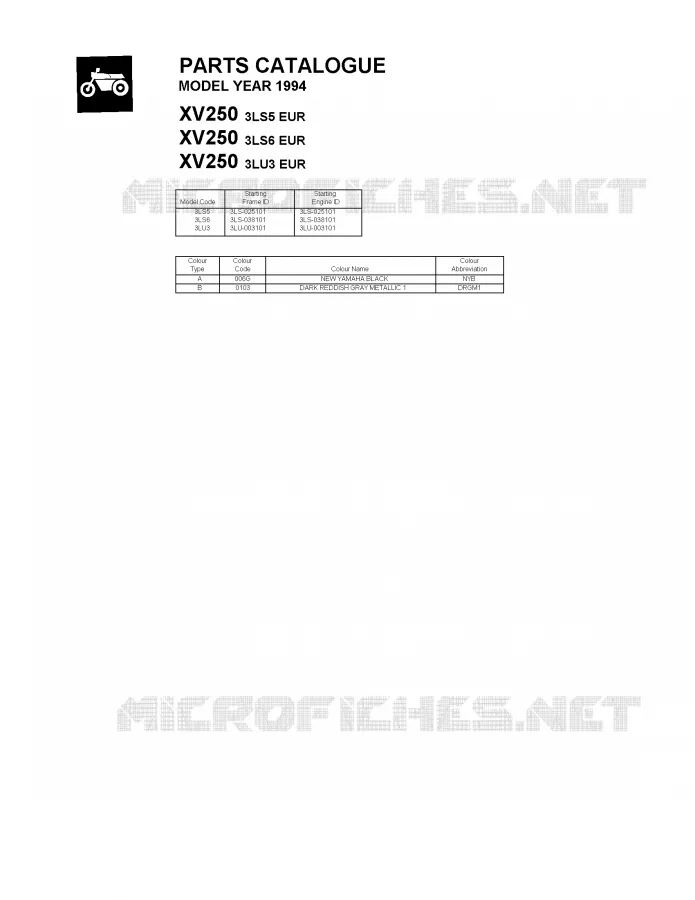 * CATALOG PREFACE * Yamaha MOTO 250 1994 VIRAGO  XV250