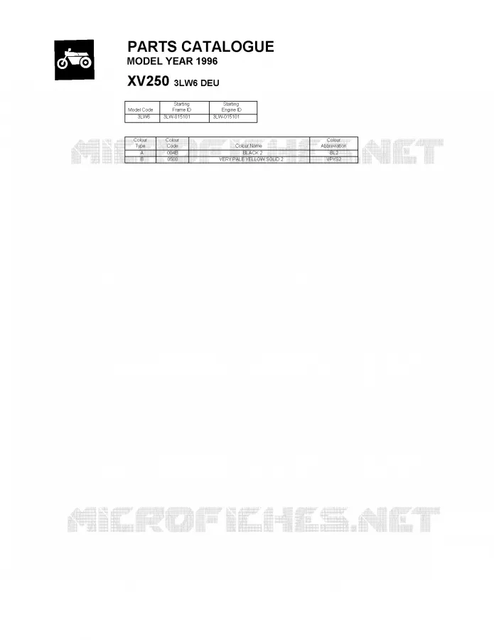 * CATALOG PREFACE * Yamaha MOTO 250 1996 VIRAGO  XV250