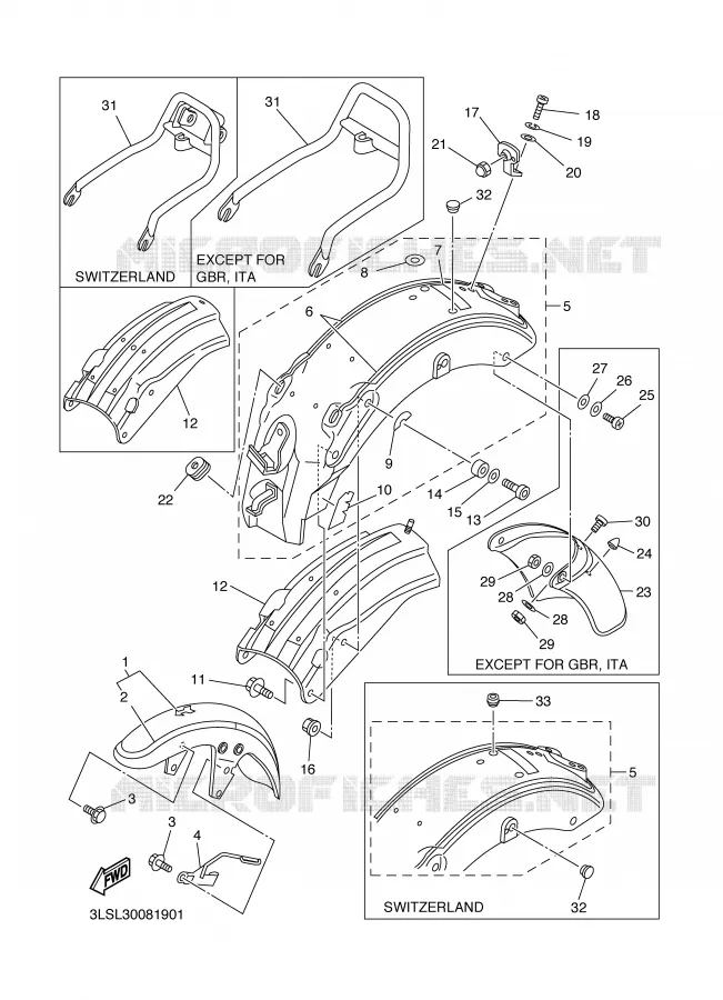 SPATBORD Yamaha MOTO 250 1998 VIRAGO  XV250S