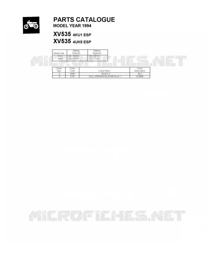 * CATALOG PREFACE * Yamaha MOTO 535 1994 VIRAGO  XV535