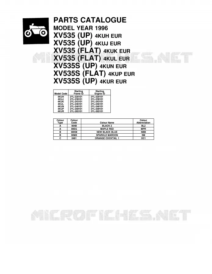* CATALOG PREFACE * Yamaha MOTO 535 1996 VIRAGO  XV535