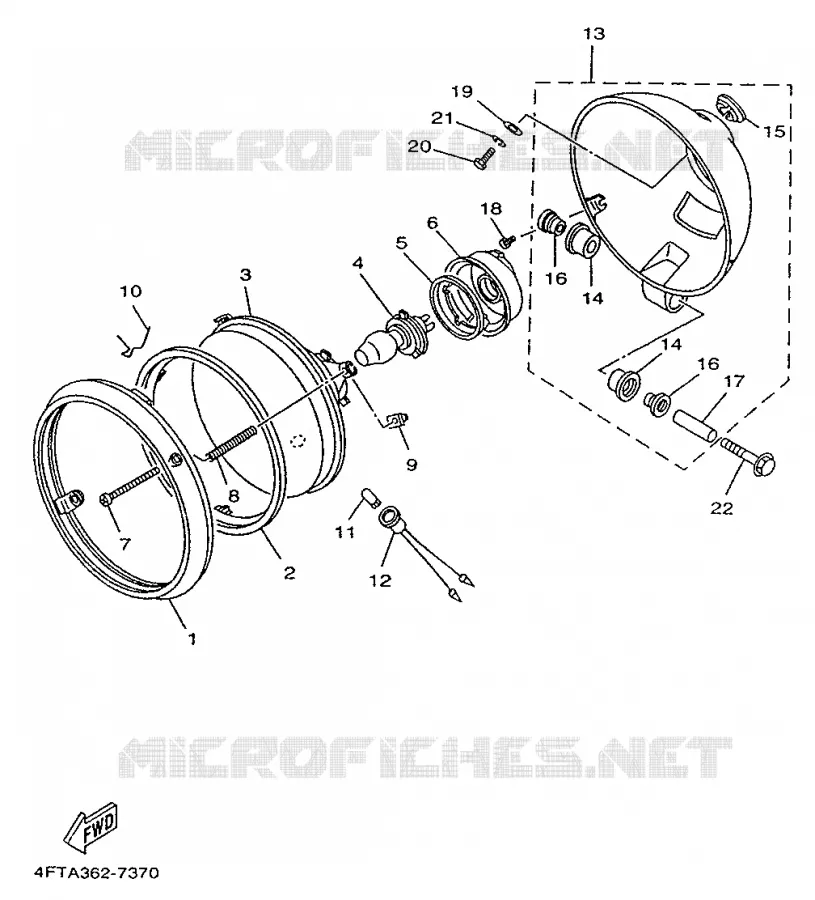 ALTERNATIEF KOPLAMP - FOR ENGLAND Yamaha MOTO 535 1997 VIRAGO  XV535