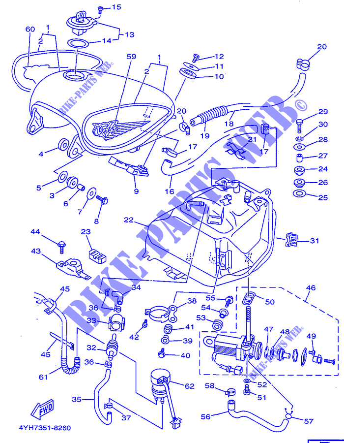 BENZINE TANK voor Yamaha XV535 1998
