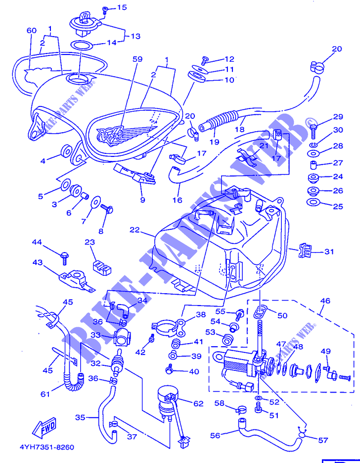BENZINE TANK voor Yamaha XV535 1998