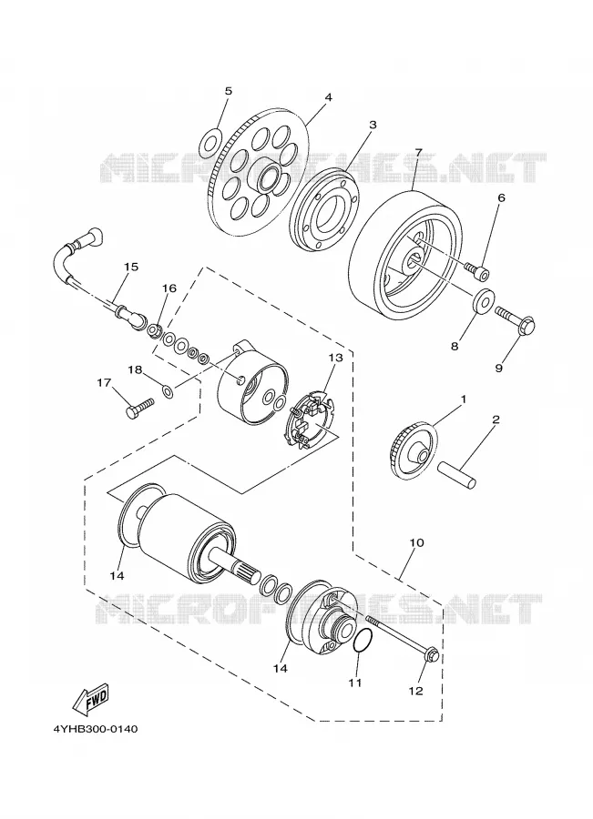 STARTMOTOR KOPPELINGS Yamaha MOTO 535 2000 VIRAGO  XV535