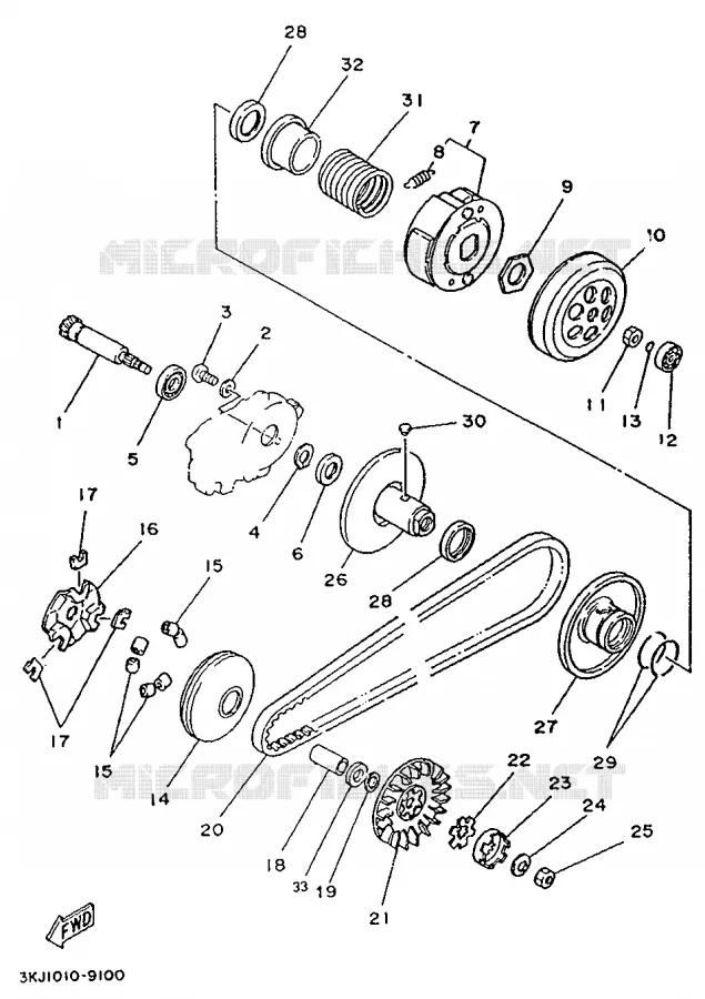 STARTMOTOR KOPPELINGS Yamaha SCOOTER 90 1991 JOG  CY90