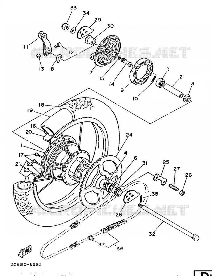 ACHTERWIEL Yamaha MOTO 125 1986 DTLC  DT125LC