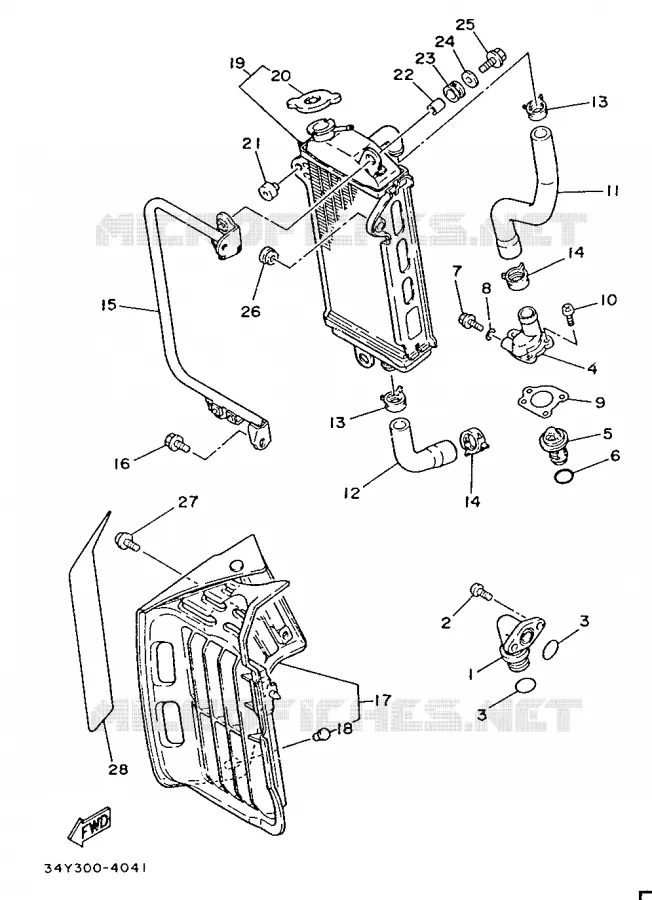 RADIATEUR / SLANG Yamaha MOTO 125 1987 DTLC  DT125LC