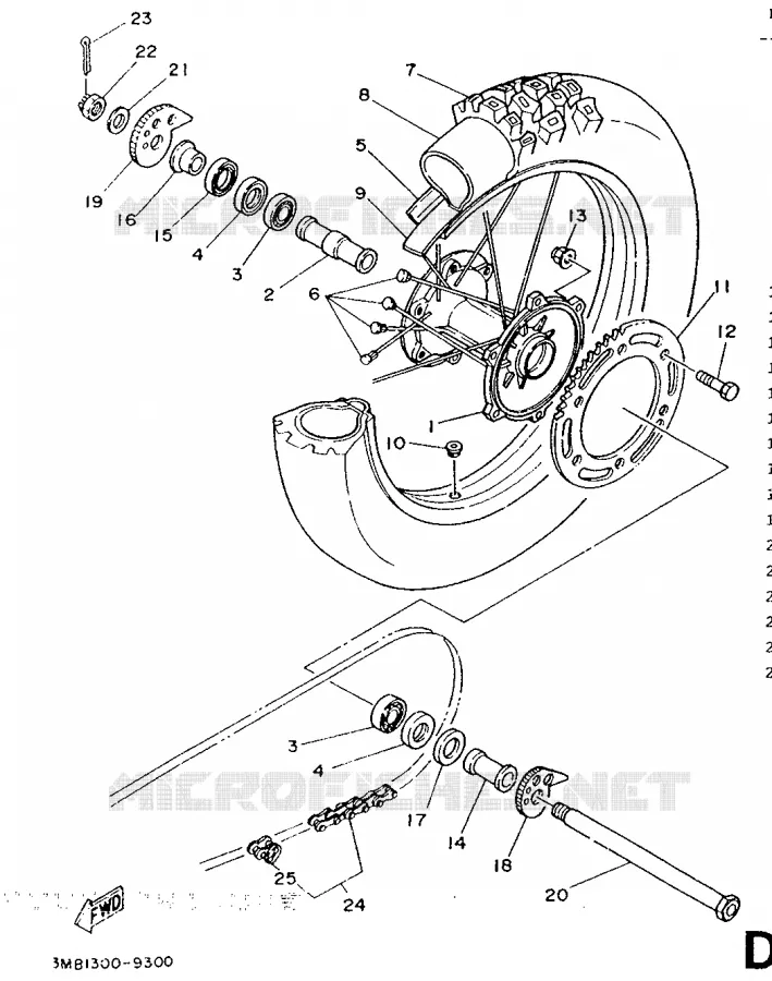 ACHTERWIEL Yamaha MOTO 125 1989 DTR  DT125R