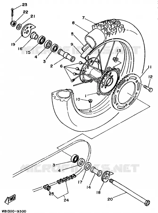 ACHTERWIEL Yamaha MOTO 125 1989 DTR  DT125R