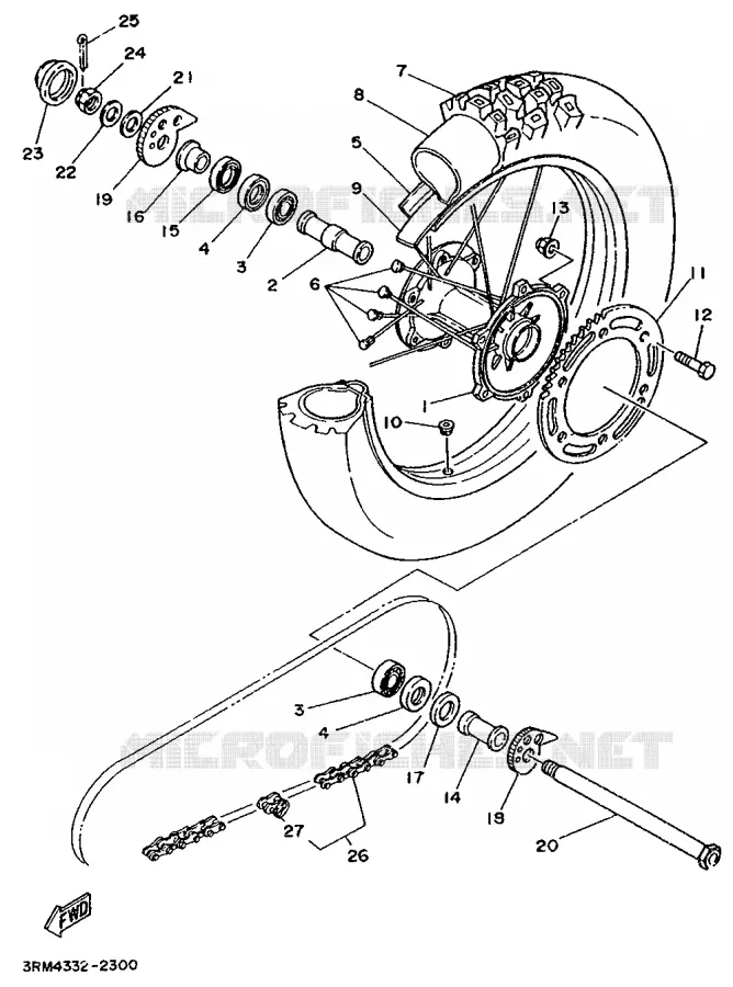ACHTERWIEL Yamaha MOTO 125 1997 DTR  DT125R