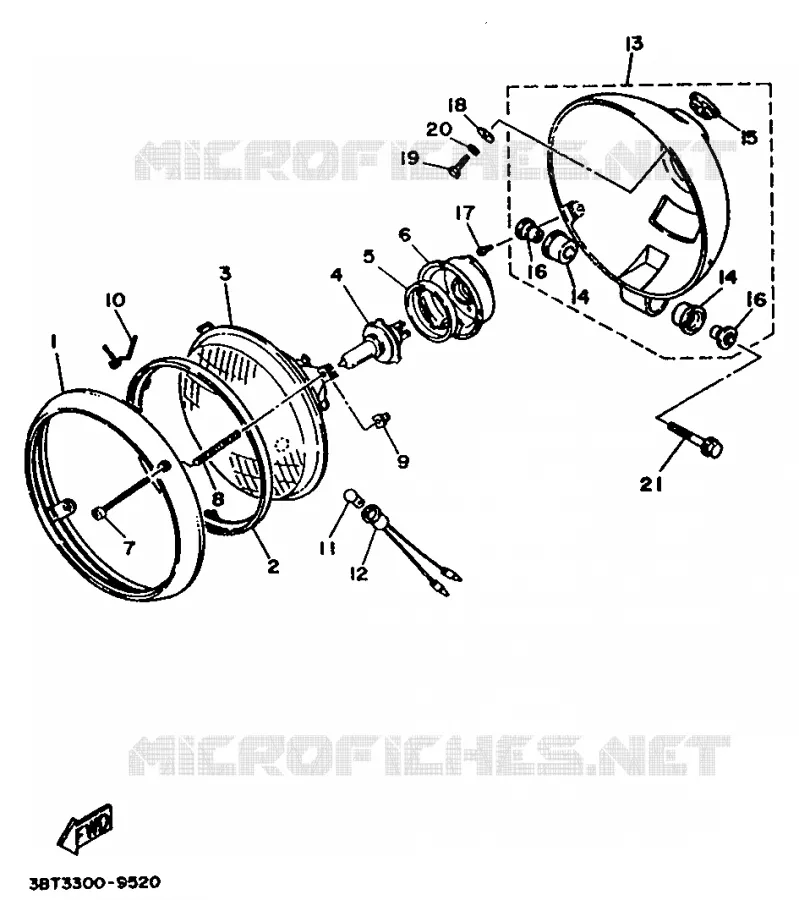 ALTERNATIEF KOPLAMP - FOR ENGLAND Yamaha MOTO 535 1995 VIRAGO  XV535 (FLAT)