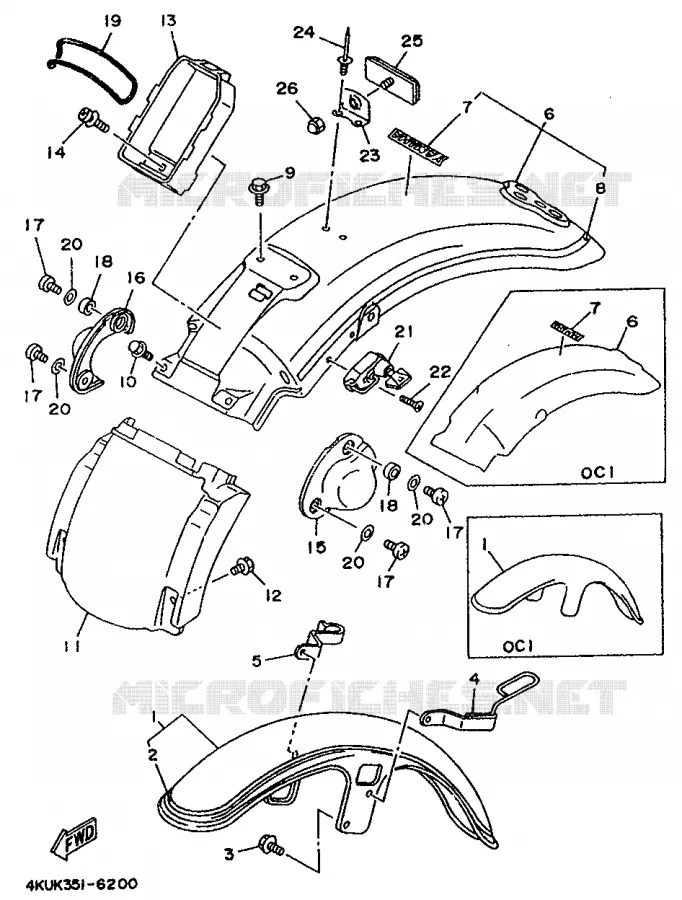 SPATBORD Yamaha MOTO 535 1996 VIRAGO  XV535 (FLAT)