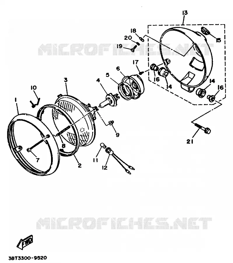 ALTERNATIEF KOPLAMP - FOR ENGLAND Yamaha MOTO 535 1996 VIRAGO  XV535 (FLAT)