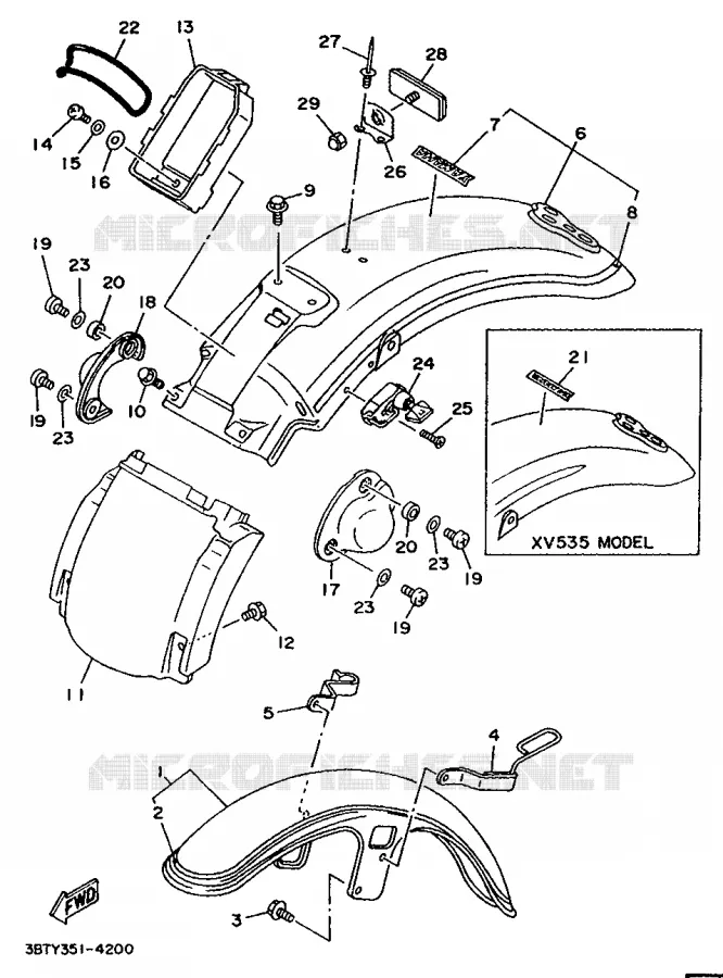 SPATBORD Yamaha MOTO 535 1994 VIRAGO  XV535S (FLAT)