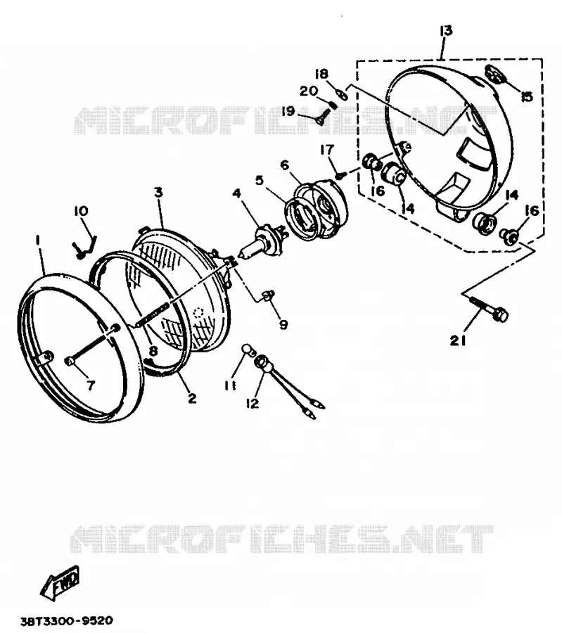 ALTERNATIEF KOPLAMP - FOR ENGLAND Yamaha MOTO 535 1996 VIRAGO  XV535S (FLAT)