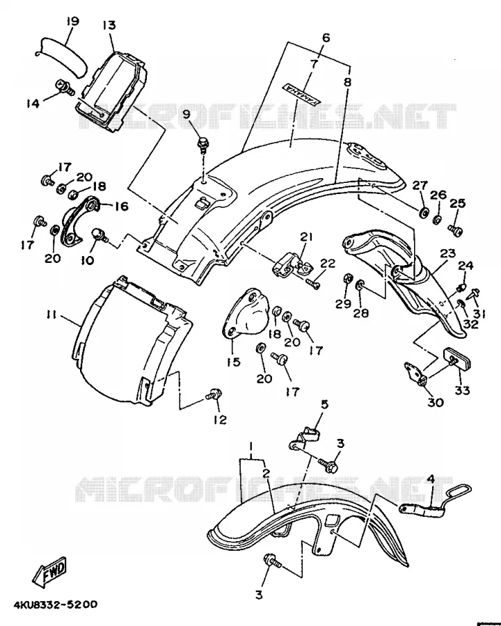 SPATBORD Yamaha MOTO 535 1995 VIRAGO  XV535S (UP)