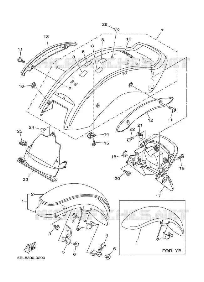 SPATBORD Yamaha MOTO 1100 2000 DRAGSTAR  XVS1100