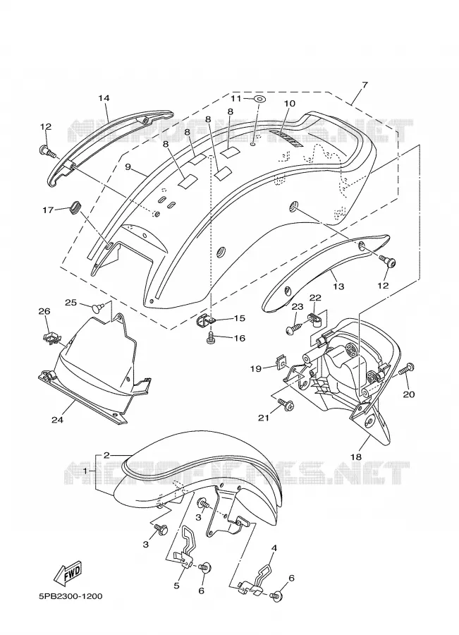 SPATBORD Yamaha MOTO 1100 2001 DRAGSTAR  XVS1100