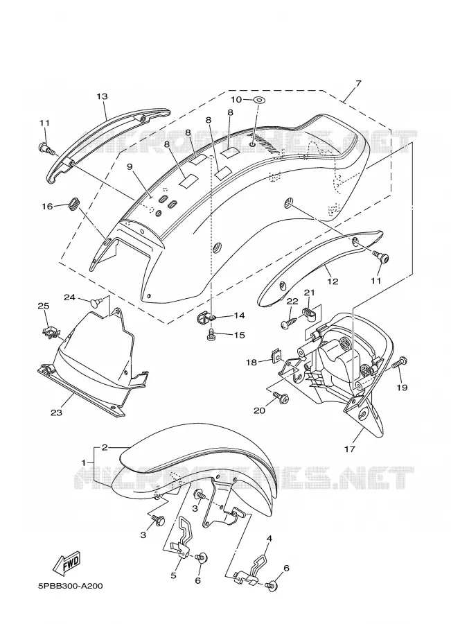SPATBORD Yamaha MOTO 1100 2002 DRAGSTAR  XVS1100