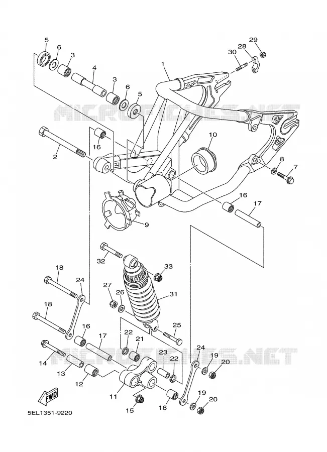 ACHTERBRUG / SCHOKBREKER Yamaha MOTO 1100 2000 DRAGSTAR  XVS1100A