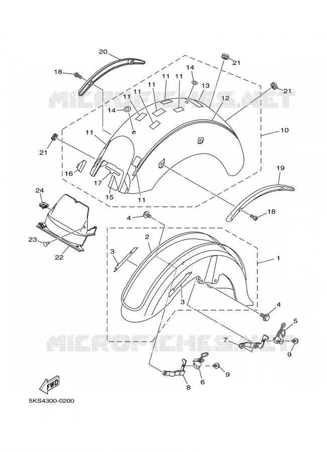 SPATBORD Yamaha MOTO 1100 2003 DRAGSTAR  XVS1100A