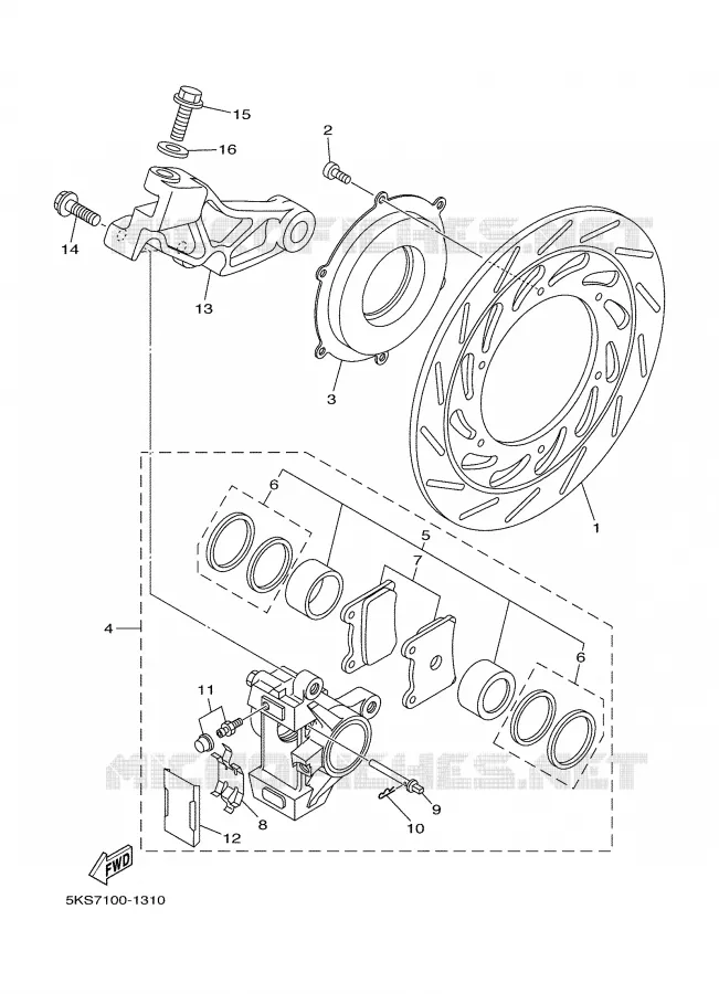 REMKLAUW ACHTER Yamaha MOTO 1100 2003 DRAGSTAR  XVS1100A