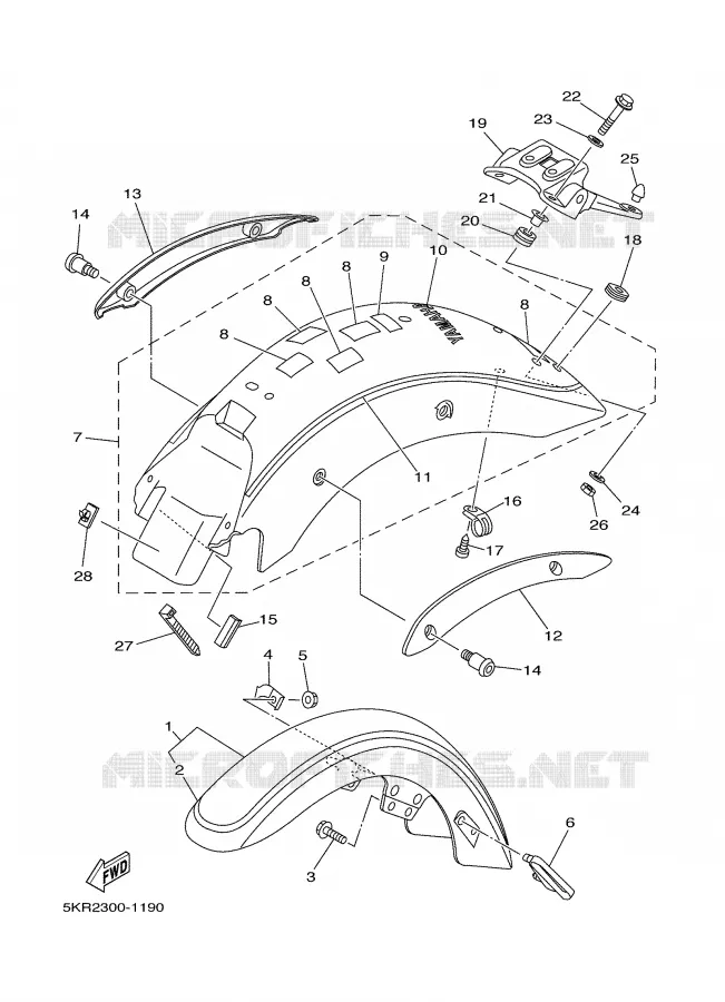 SPATBORD Yamaha MOTO 125 2000 DRAGSTAR  XVS125