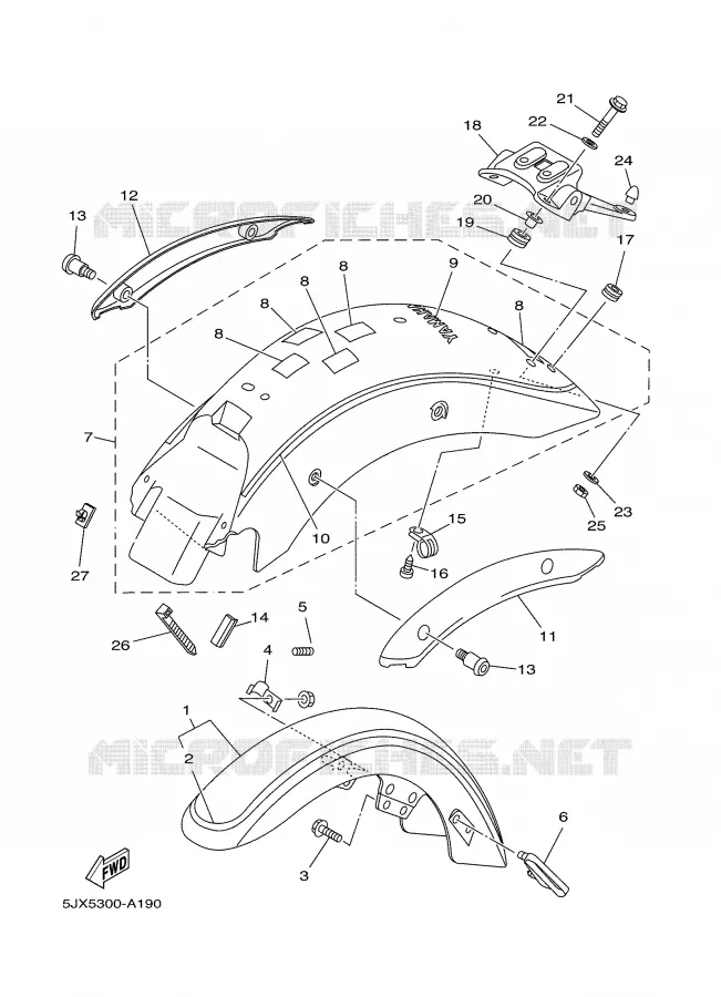 SPATBORD Yamaha MOTO 125 2002 DRAGSTAR  XVS125