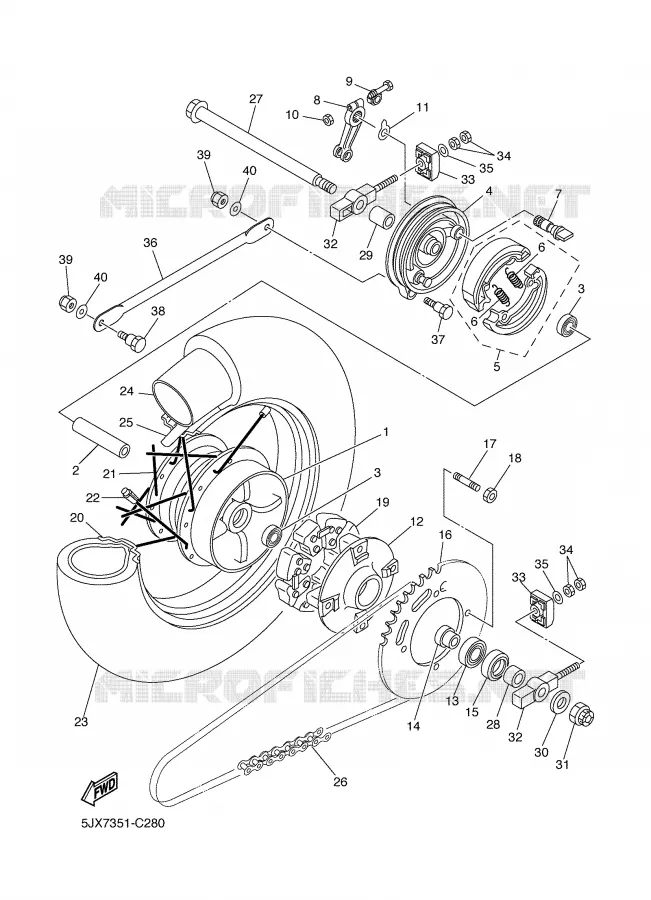 ACHTERWIEL Yamaha MOTO 125 2004 DRAGSTAR  XVS125