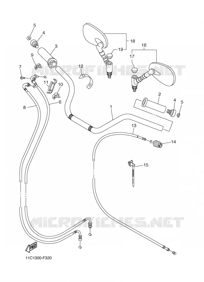 STUUR / KABEL Yamaha MOTO 1300 2008 MIDNIGHT STAR  XVS1300A MIDNIGHT STAR