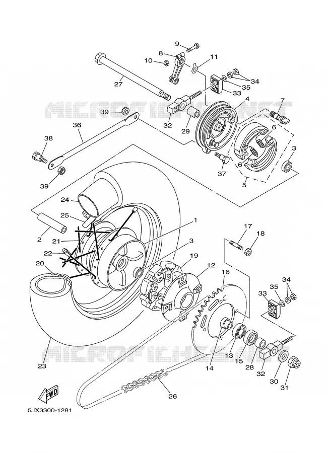 ACHTERWIEL Yamaha MOTO 250 2002 DRAGSTAR  XVS250