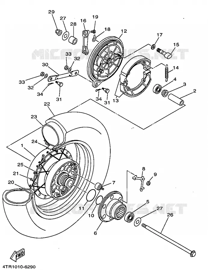 ACHTERWIEL Yamaha MOTO 650 1997 DRAGSTAR  XVS650