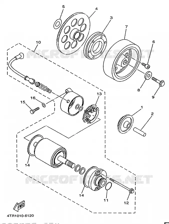 STARTMOTOR KOPPELINGS Yamaha MOTO 650 1998 DRAGSTAR  XVS650