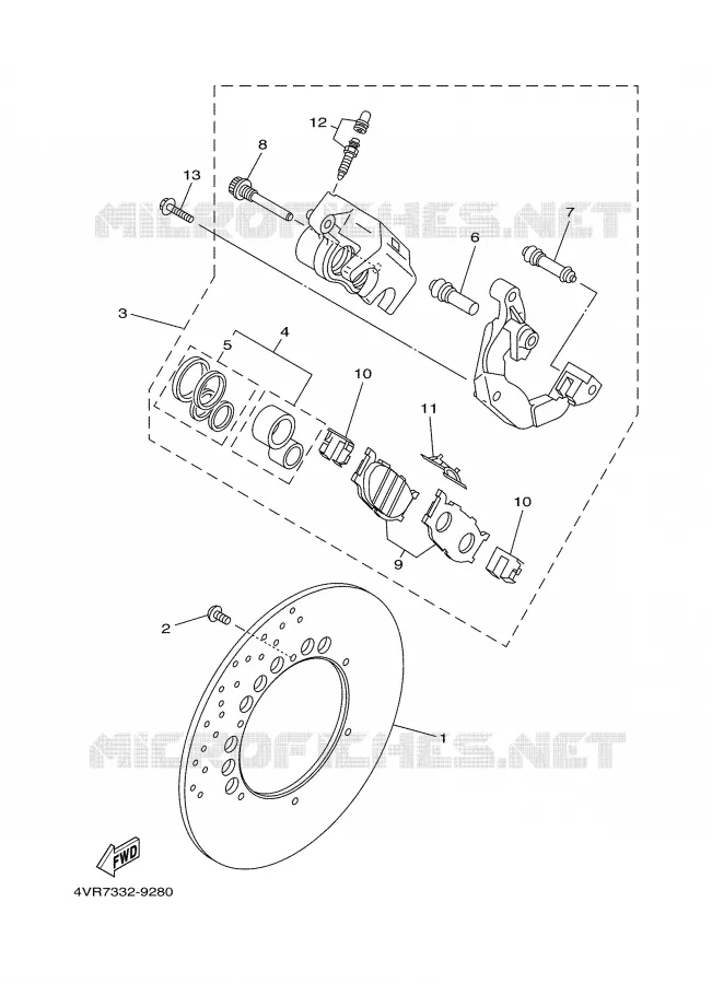 REMKLAUW VOOR Yamaha MOTO 650 2000 DRAGSTAR  XVS650
